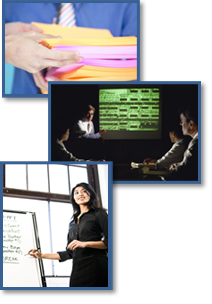 Several visual aids such as handouts, easel pads, and computer-generated images are available for Managers to use during a presentation.